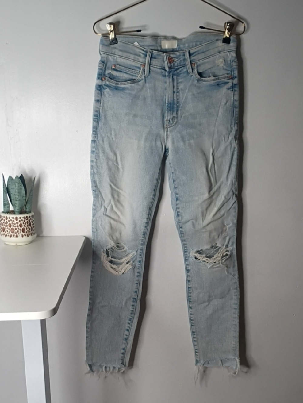 MOTHER Jeans The Stunner Ankle Step Fray Womens size 24 cropped skinny